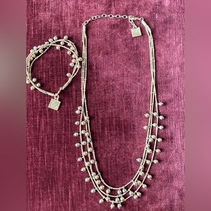 SET OF 2 PIECES ANNE KLEIN gold necklace and bracelet